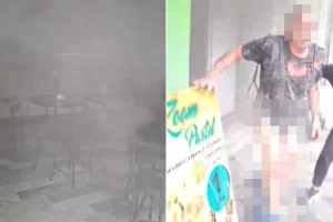 Comerciante fica queimado e tem roupas rasgadas ao tentar salvar lanchonete